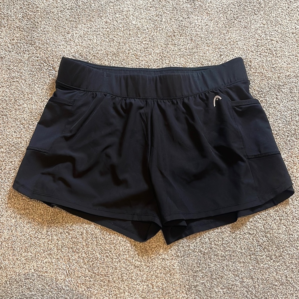 Head Black Athletic Tennis Shorts with Elastic Waistband